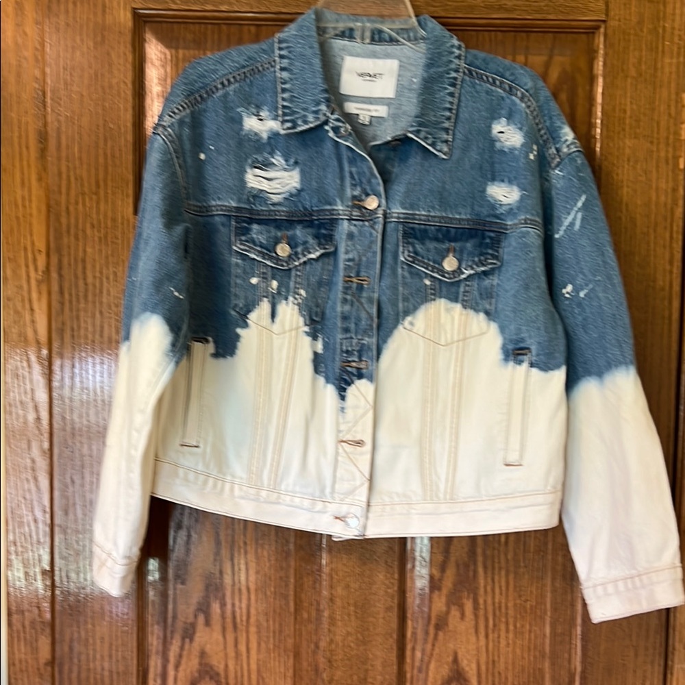 Vermet Blue and White Jean Jacket with Dip-Dye Effect